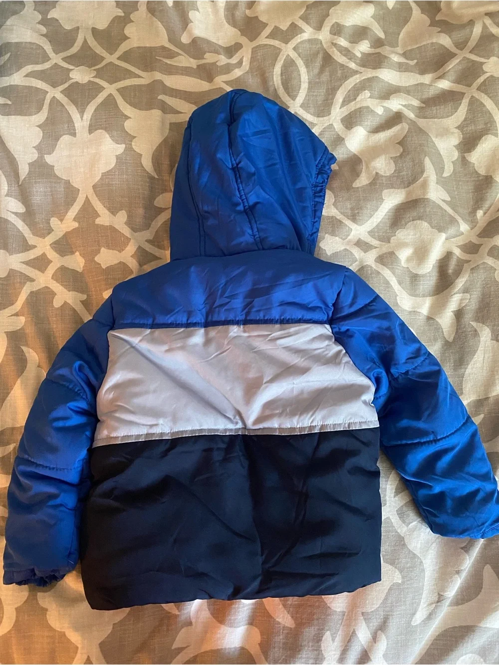 OshKosh B’gosh Blue and Orange Puffer Hooded Coat Boys 4T